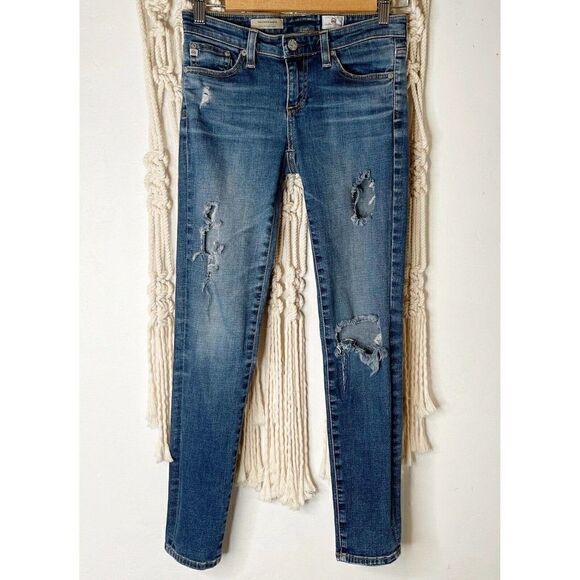 AG Adriano Goldschmeid Jean SZ 25 Stevie Ankle Slim Straight Low Rise Distressed - Picture 1 of 8